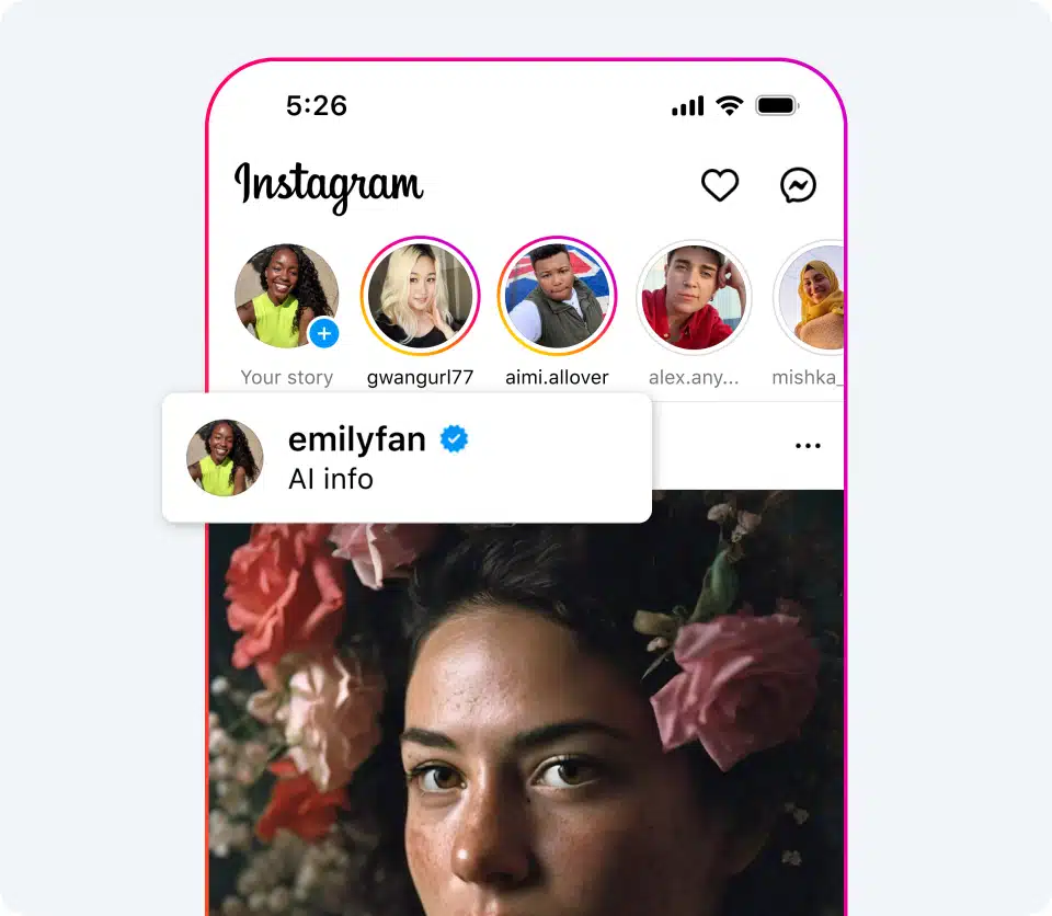 Social Media Marketing with AI in 2025: AI label for identifying generated content on Instagram